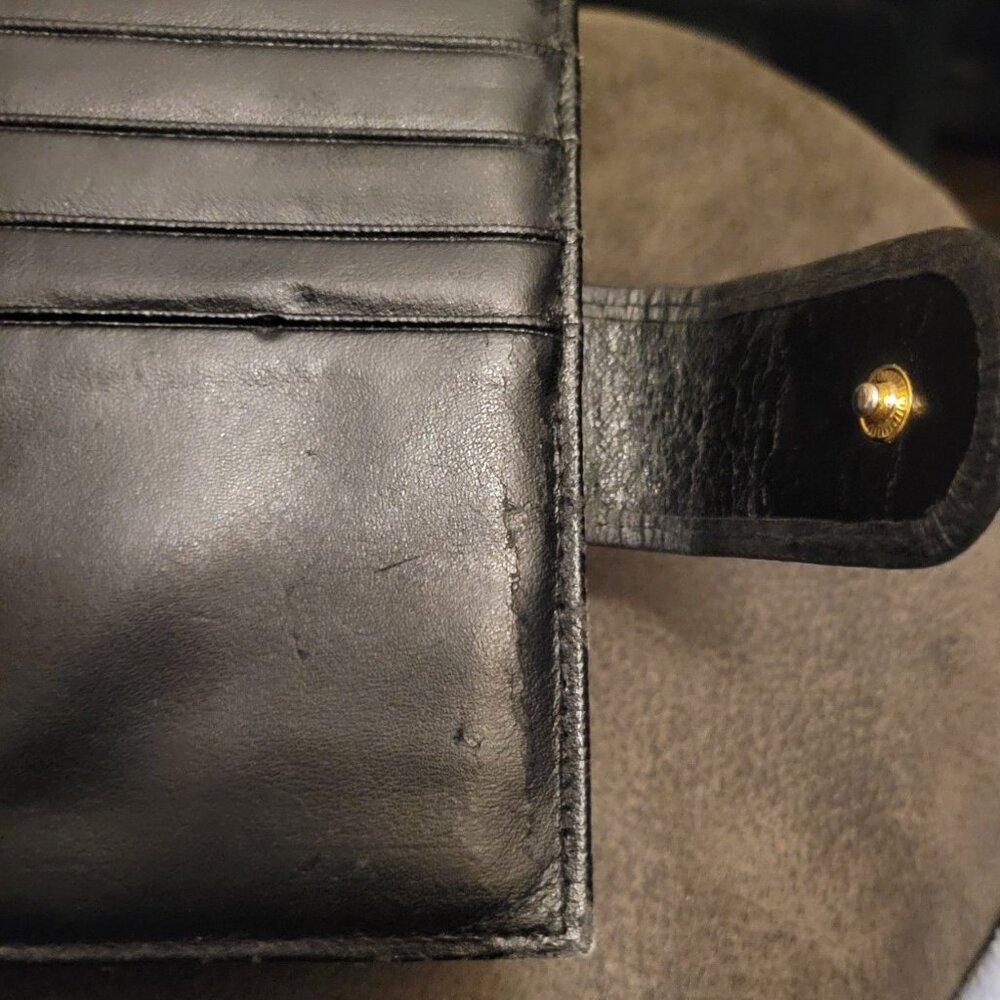 Buxton Leather BiFold Wallet Snap Kisslock Coin Black Top Grain Cowhide Vintage - Picture 16 of 16